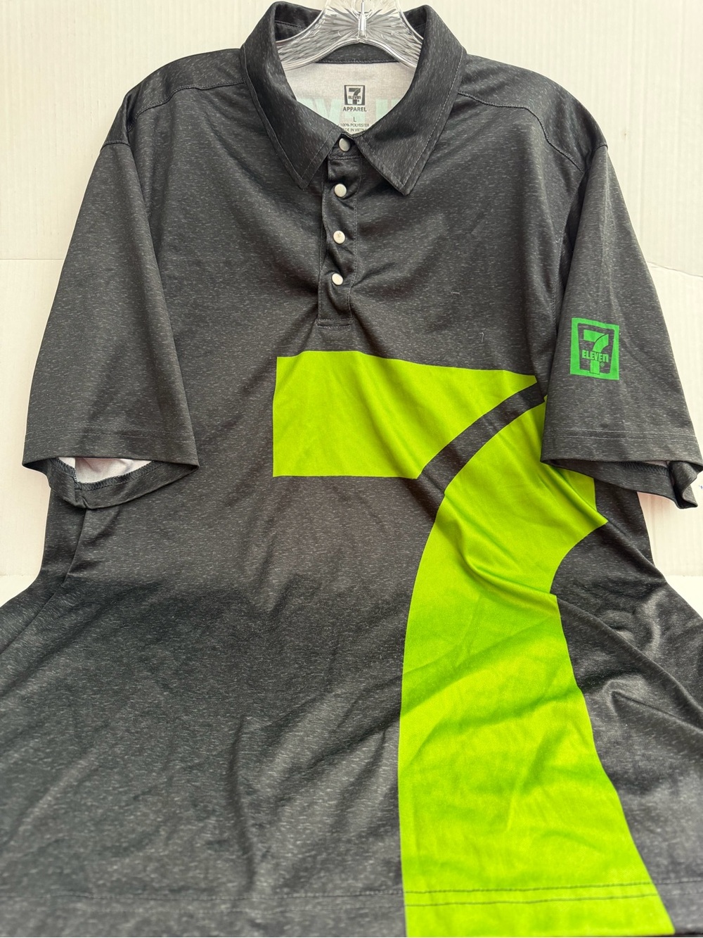 7 Eleven Apparel 7?Eleven Men’s Black Polo with Lime Green Accent